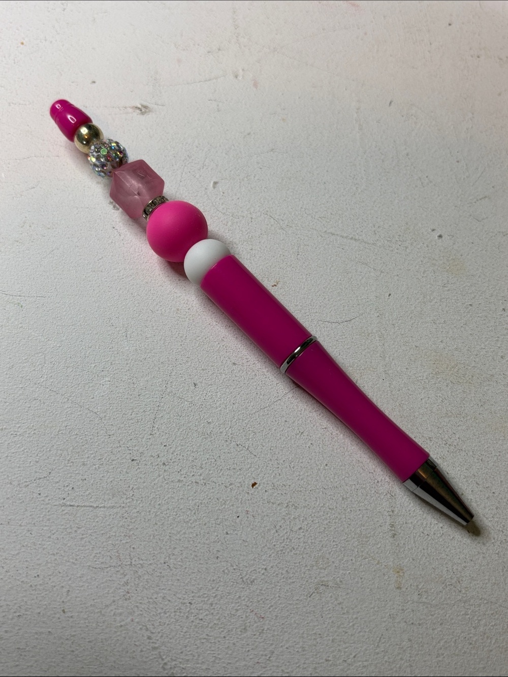 Decorative Hot Pink Beaded Ballpoint Pen - Home Office
